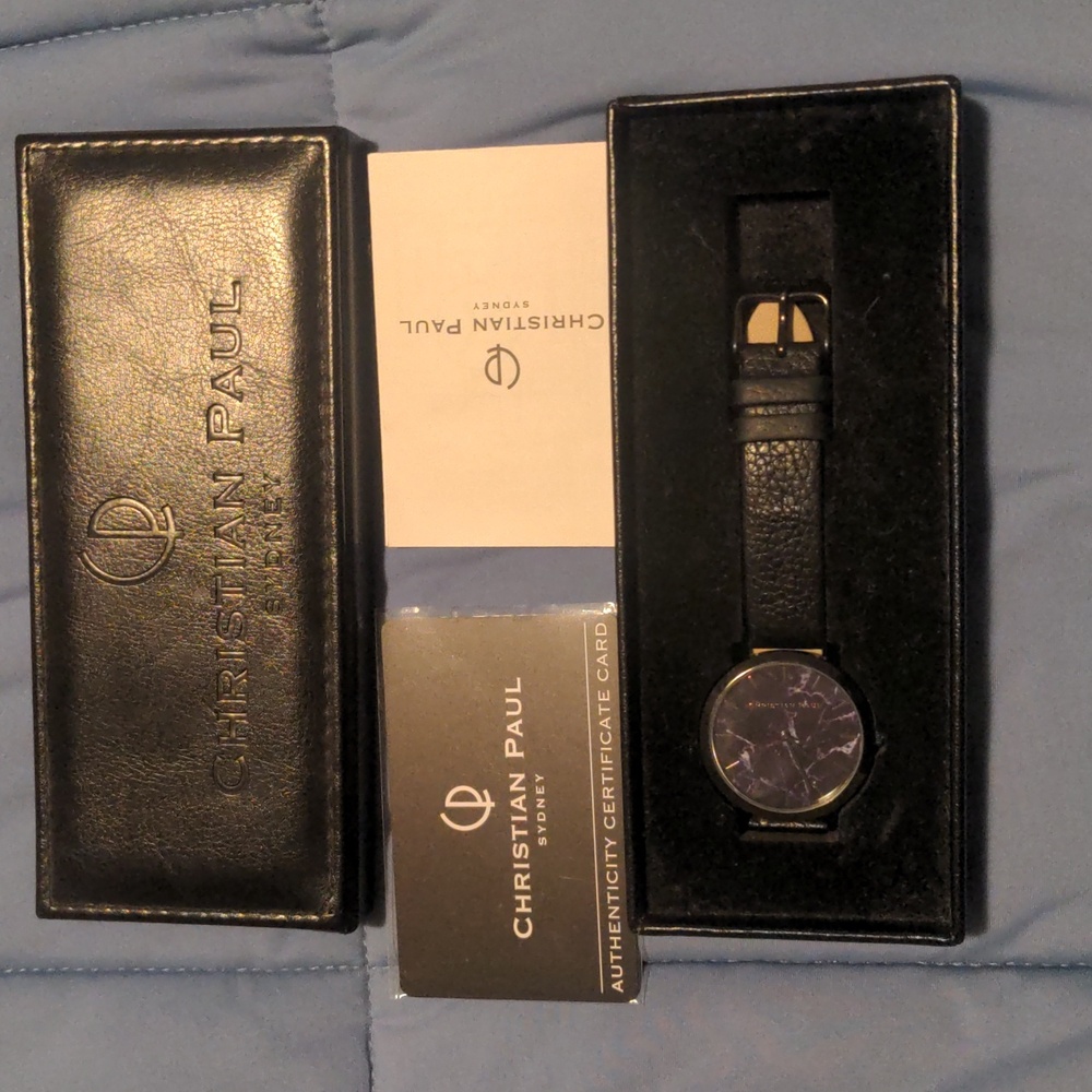 Christian Paul Black and Blue Marble Watch